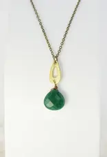 Edgy Petal Emerald Jade Teardrop Necklace