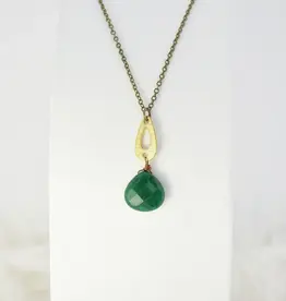 Edgy Petal Emerald Jade Teardrop Necklace