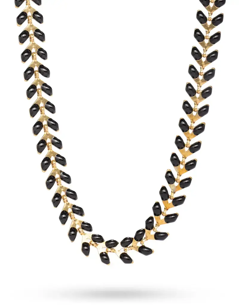 Edgy Petal Gold Plated Enamel Arrow Necklace