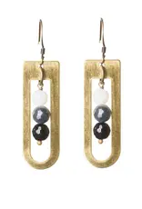 Edgy Petal Onyx Cream and Gray Modern Earrings