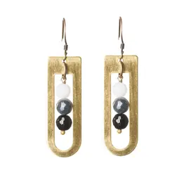 Edgy Petal Onyx Cream and Gray Modern Earrings
