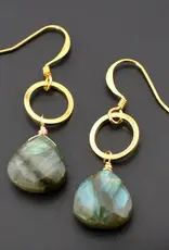 Edgy Petal Gold Circle Drop Earrings