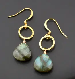 Edgy Petal Gold Circle Drop Earrings