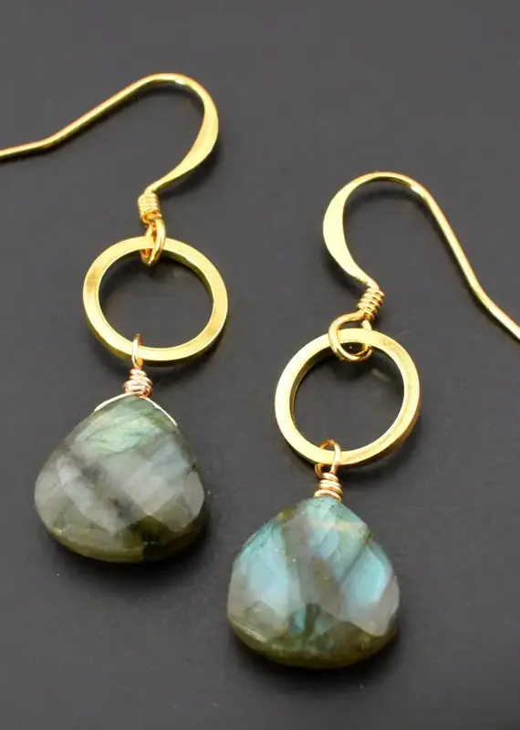 Edgy Petal Gold Circle Drop Earrings