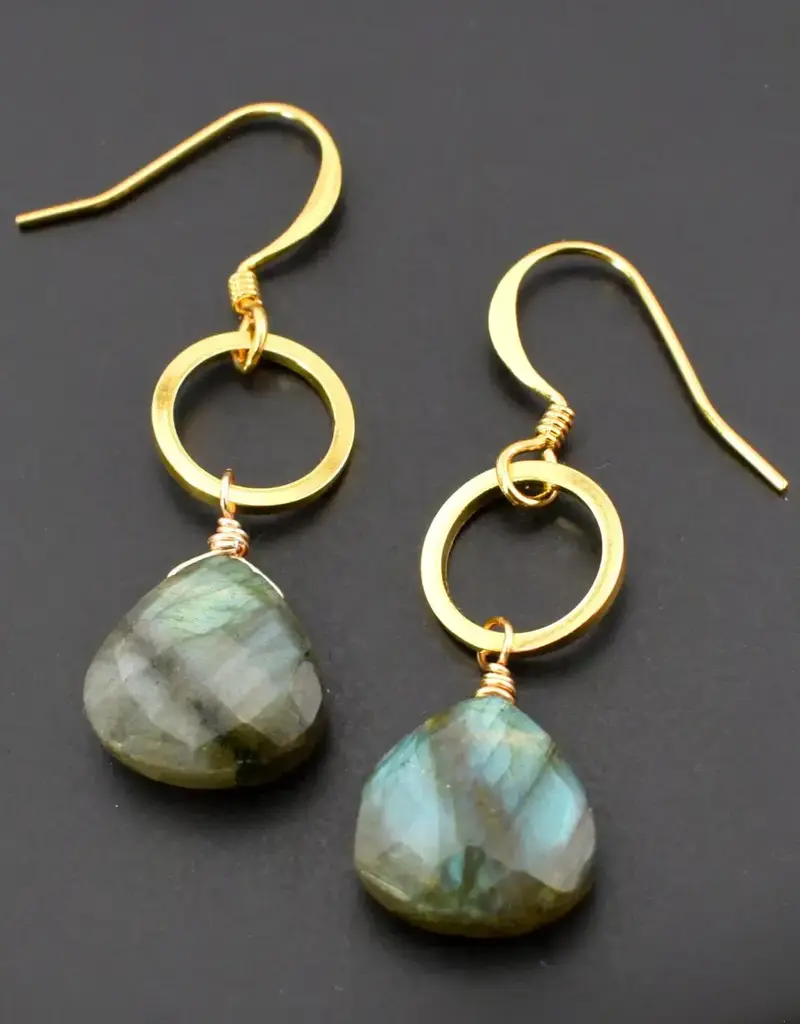 Edgy Petal Gold Circle Drop Earrings