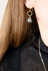 Edgy Petal Gold Circle Drop Earrings