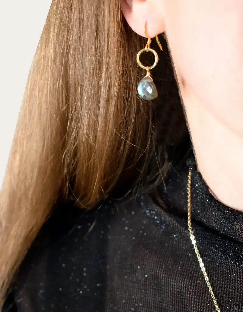 Edgy Petal Gold Circle Drop Earrings
