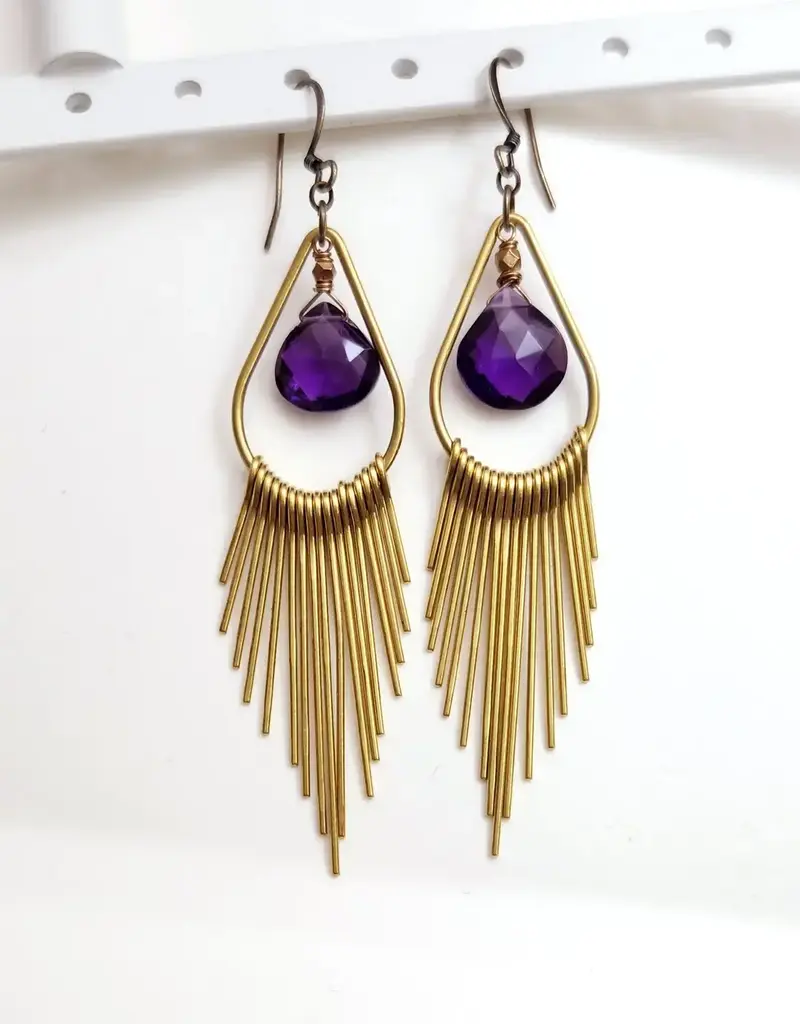 Edgy Petal Teardrop Fringe Earrings