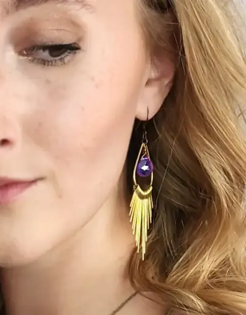 Edgy Petal Teardrop Fringe Earrings