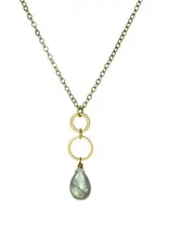 Edgy Petal Labradorite Dainty Double Circle Necklace