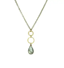 Edgy Petal Labradorite Dainty Double Circle Necklace