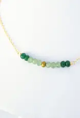 Edgy Petal Multi Green and Gold Arc Necklace