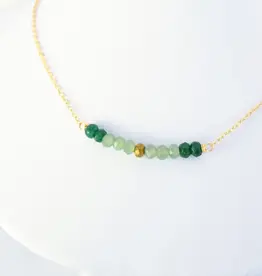 Edgy Petal Multi Green and Gold Arc Necklace