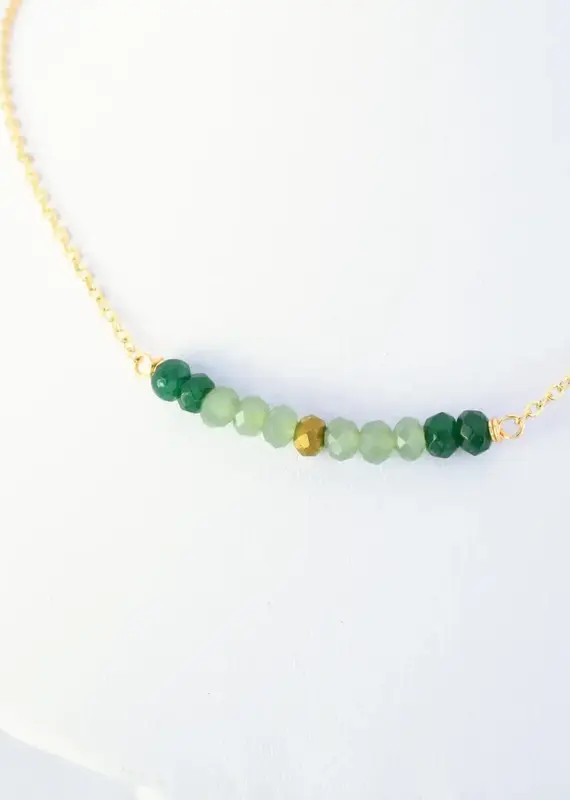 Edgy Petal Multi Green and Gold Arc Necklace
