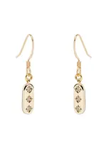 Edgy Petal Dainty Gold Triple Cubic Zirconia Star Rectangular Earrings