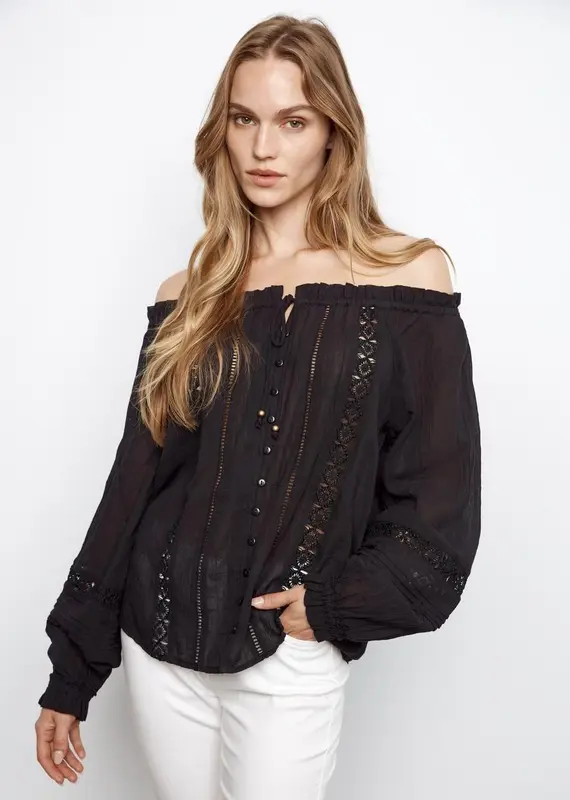Charlie B Cotton Voile Off-Shoulder Top