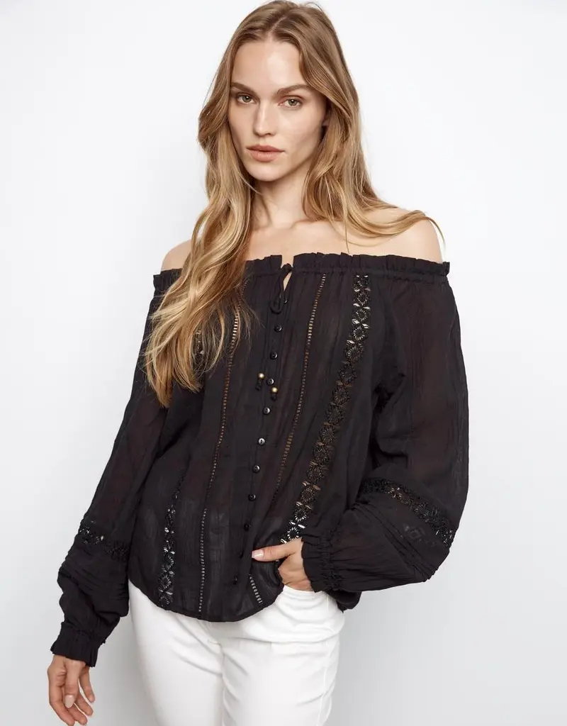 Charlie B Cotton Voile Off-Shoulder Top