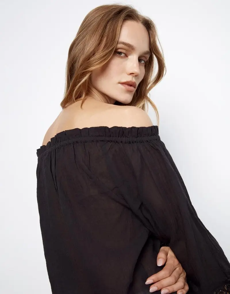 Charlie B Cotton Voile Off-Shoulder Top