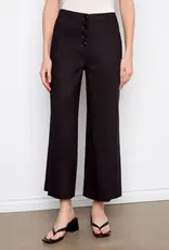 Charlie B Stretch Linen Wide Leg Button-Front Pants