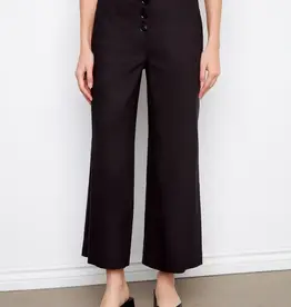Charlie B Stretch Linen Wide Leg Button-Front Pants