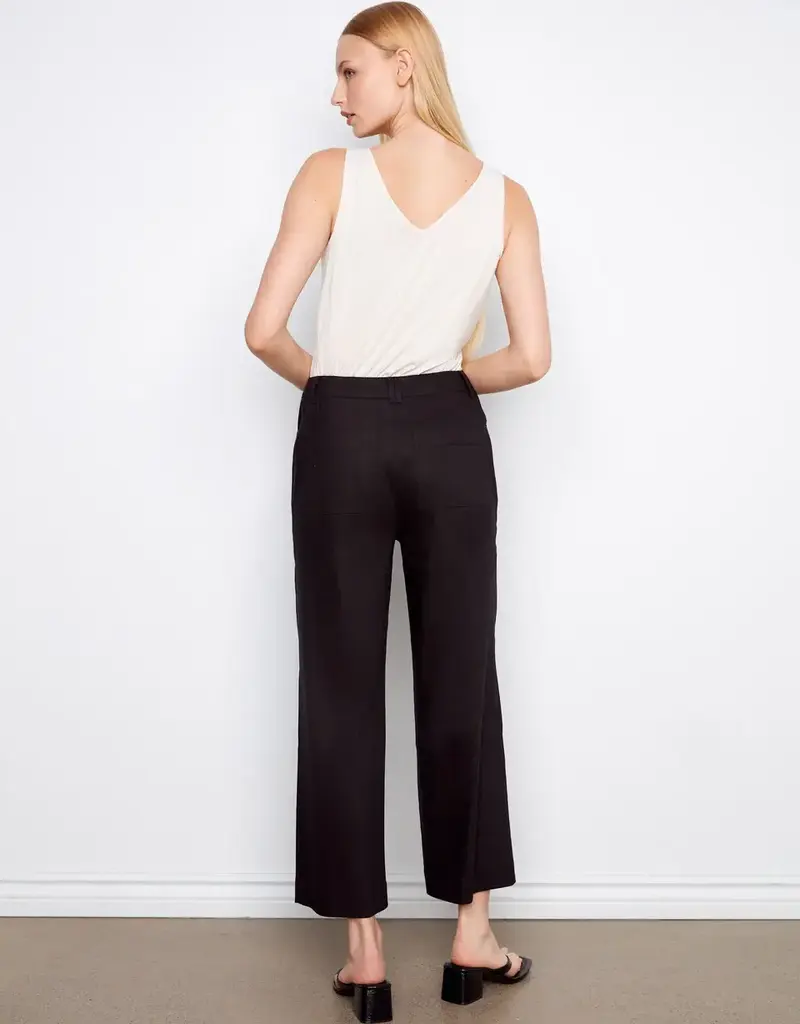 Charlie B Stretch Linen Wide Leg Button-Front Pants