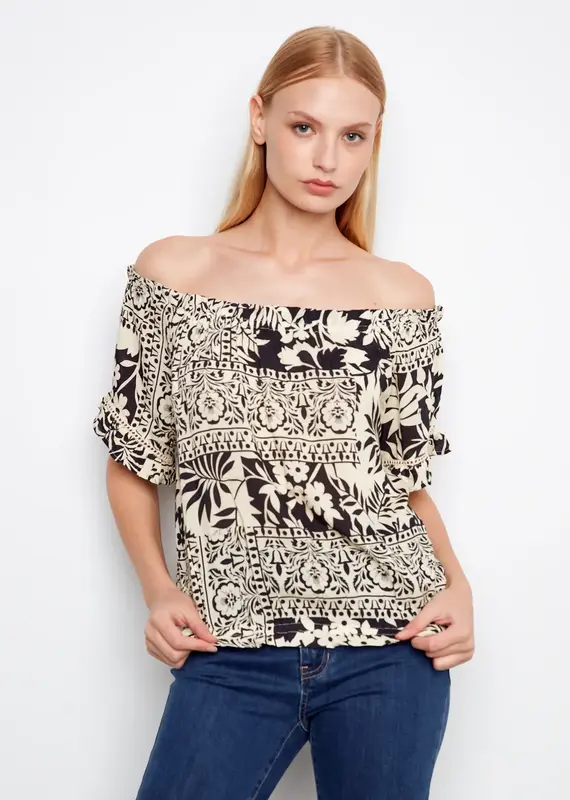 Charlie B Off-Shoulder Printed Top