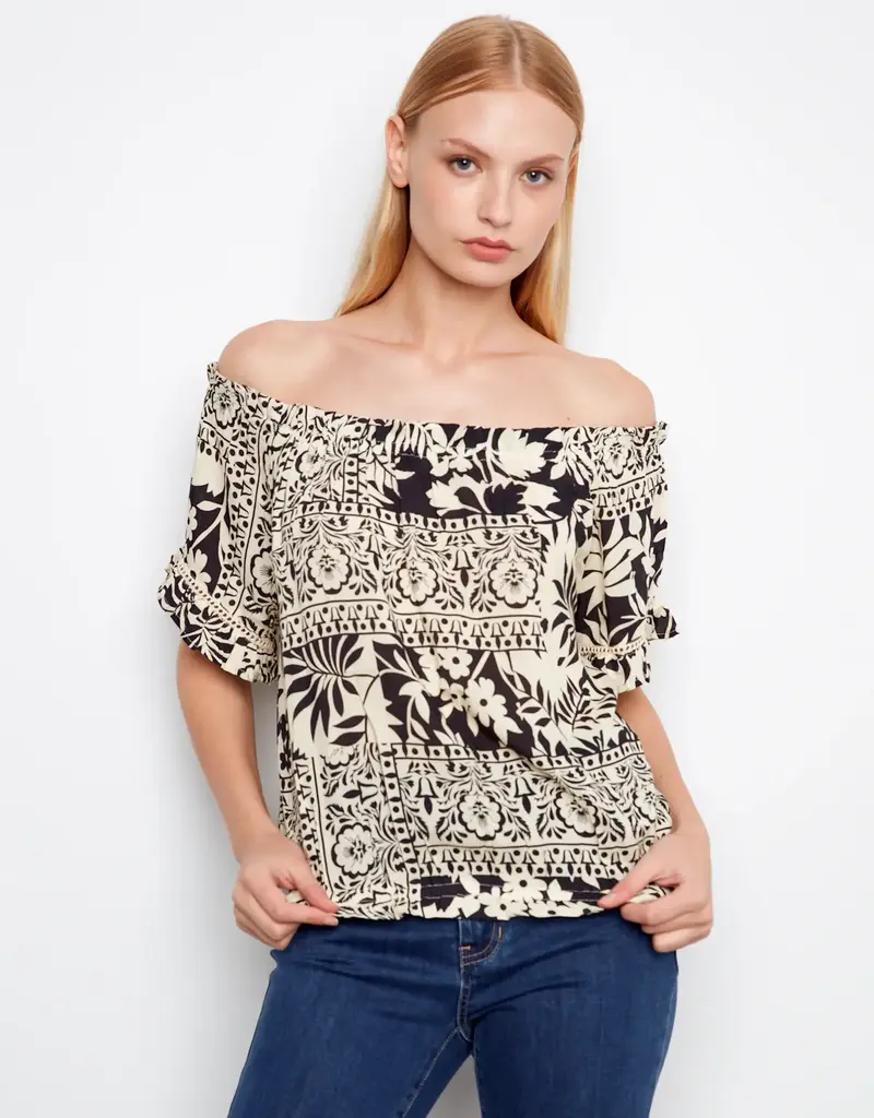 Charlie B Off-Shoulder Printed Top