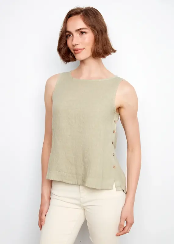 Charlie B Sleeveless Side Button Top