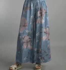 Tempo Paris Floral Linen Wide Leg Pants