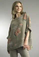 Tempo Paris Orchid Print Linen Top