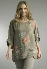 Tempo Paris Orchid Print Linen Top