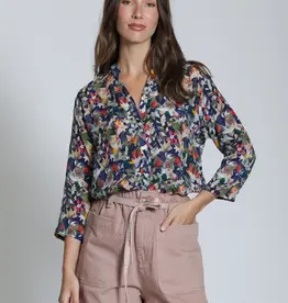 APNY Mandarin Collar Button-Up Top