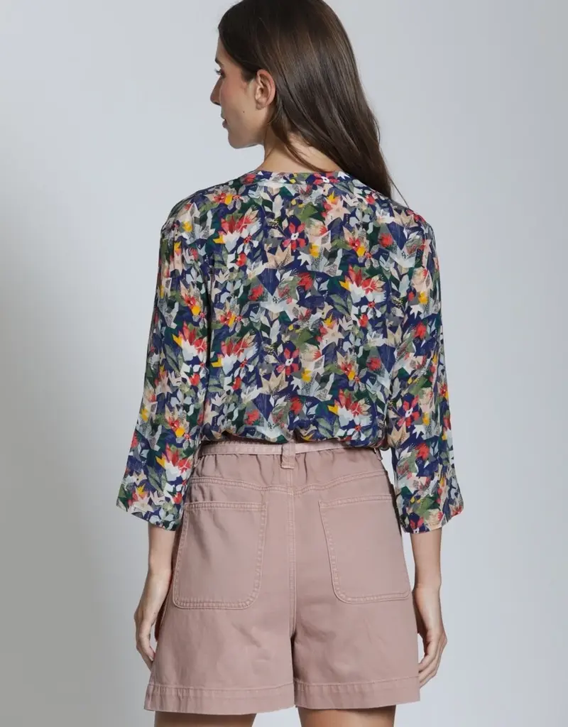 APNY Mandarin Collar Button-Up Top