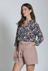 APNY Mandarin Collar Button-Up Top