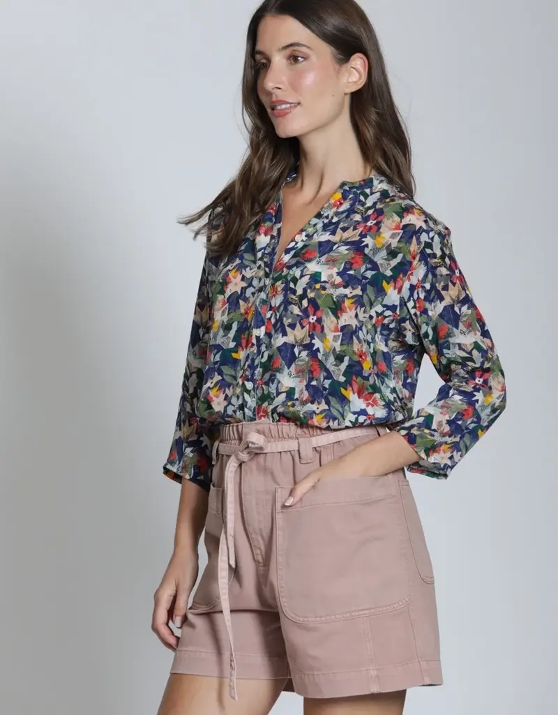 APNY Mandarin Collar Button-Up Top