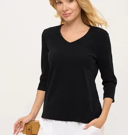 Cotton Lani 3/4 Sleeve V-Neck Top