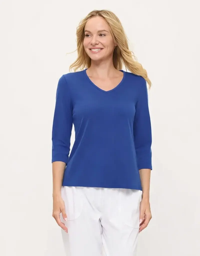 Cotton Lani 3/4 Sleeve V-Neck Top