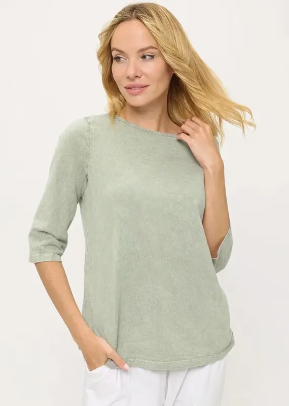 Cotton Lani 3/4 Sleeve Boatneck Top