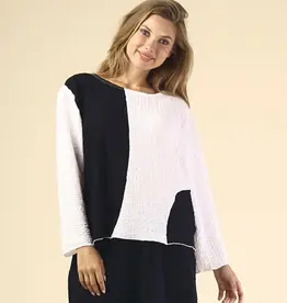 Fenini Colorblock Crinkle Top