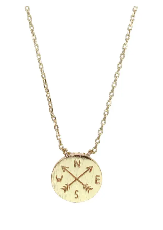 Kole Etched Compass Necklace
