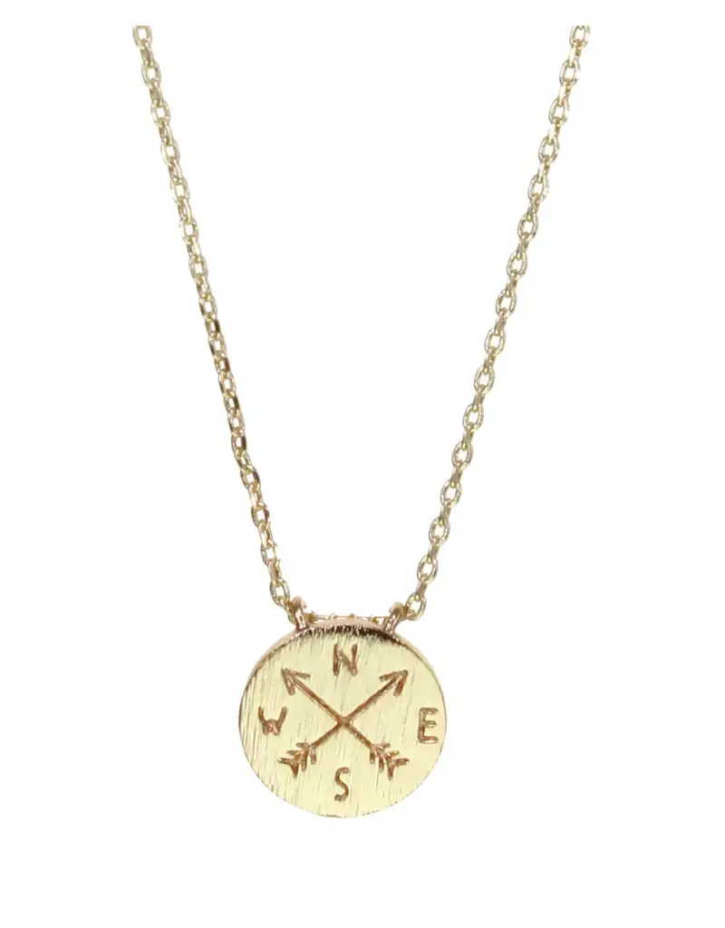 Kole Etched Compass Necklace