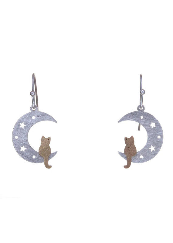 Kole Cat on Moon Earrings