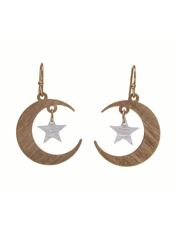 Kole Crescent Moon & Star Earrings