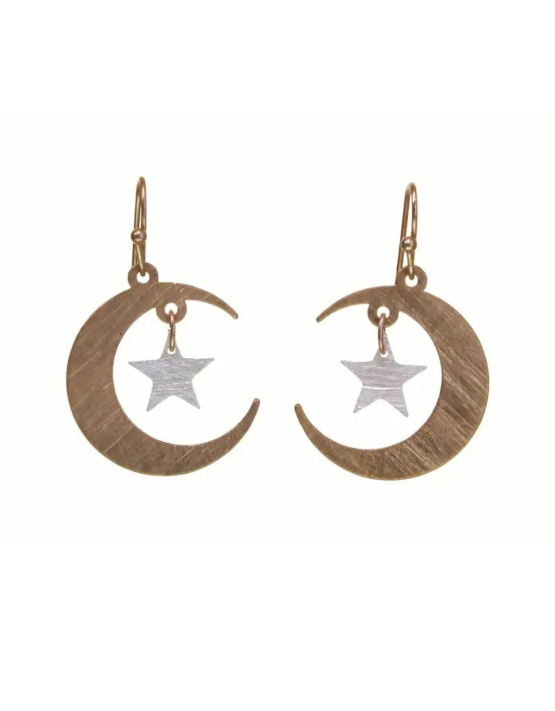 Kole Crescent Moon & Star Earrings
