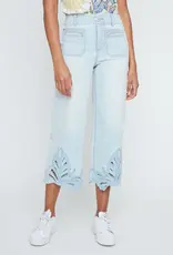 Renuar Detail Hem Bleached Wash Crop Jeans