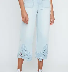 Renuar Detail Hem Bleached Wash Crop Jeans