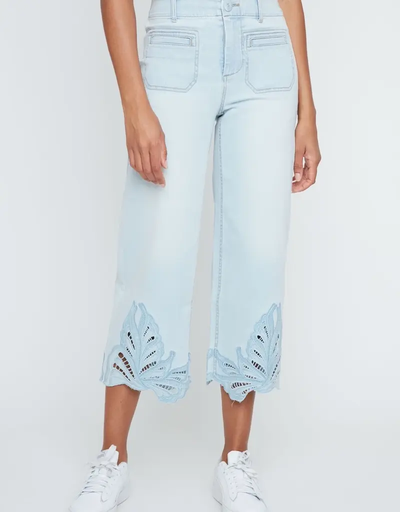 Renuar Detail Hem Bleached Wash Crop Jeans