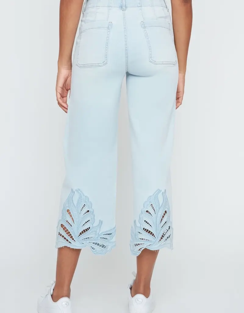 Renuar Detail Hem Bleached Wash Crop Jeans