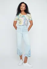 Renuar Detail Hem Bleached Wash Crop Jeans