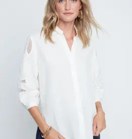 Renuar Mesh Eyelet Button-Up Top